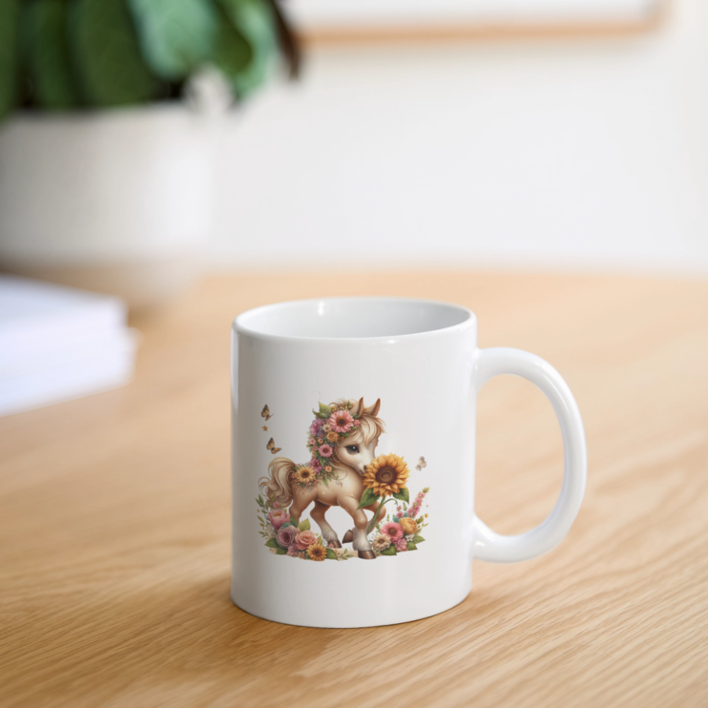 Floral Horse Coffee/Tea Mug - white