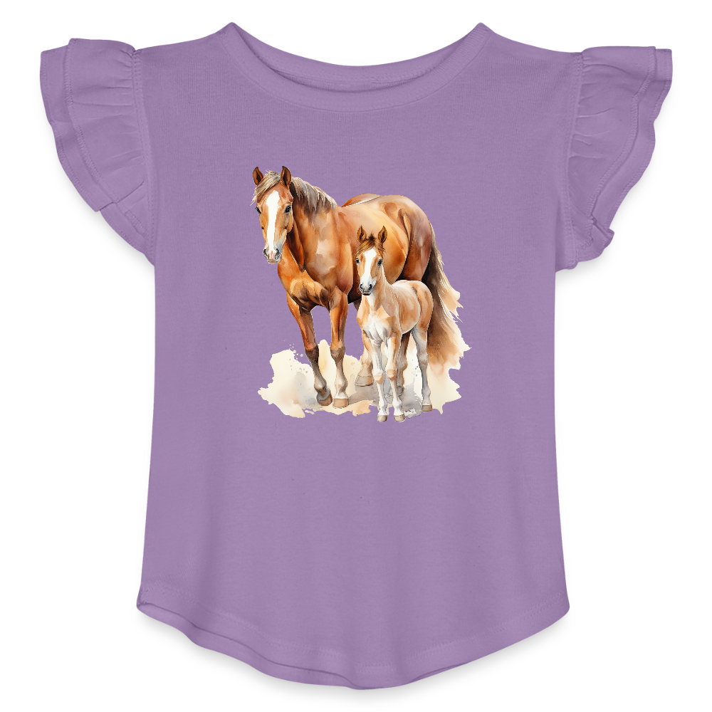 Horses Toddler Girls Flutter T-shirt - lavender