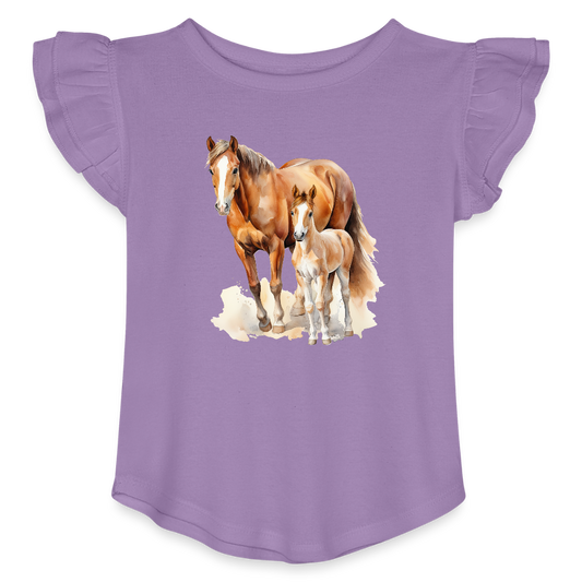 Horses Toddler Girls Flutter T-shirt - lavender