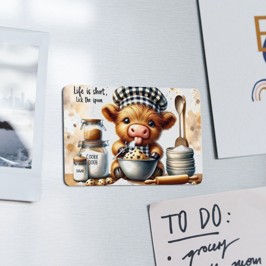 Lick the Spoon Rectangle Magnet - white