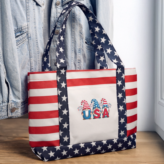 Gnome Americana Tote Bag - red/white/blue 