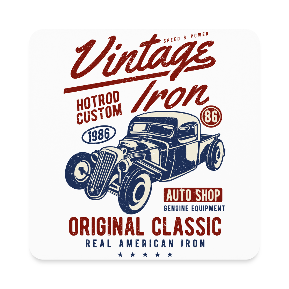 Vintage Iron Square Magnet - white