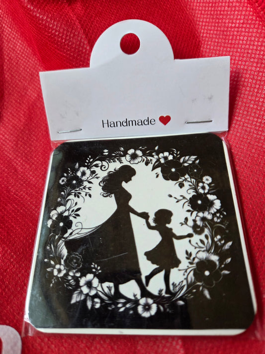 3 x 3 wooden fridge magnet--Silhouettes