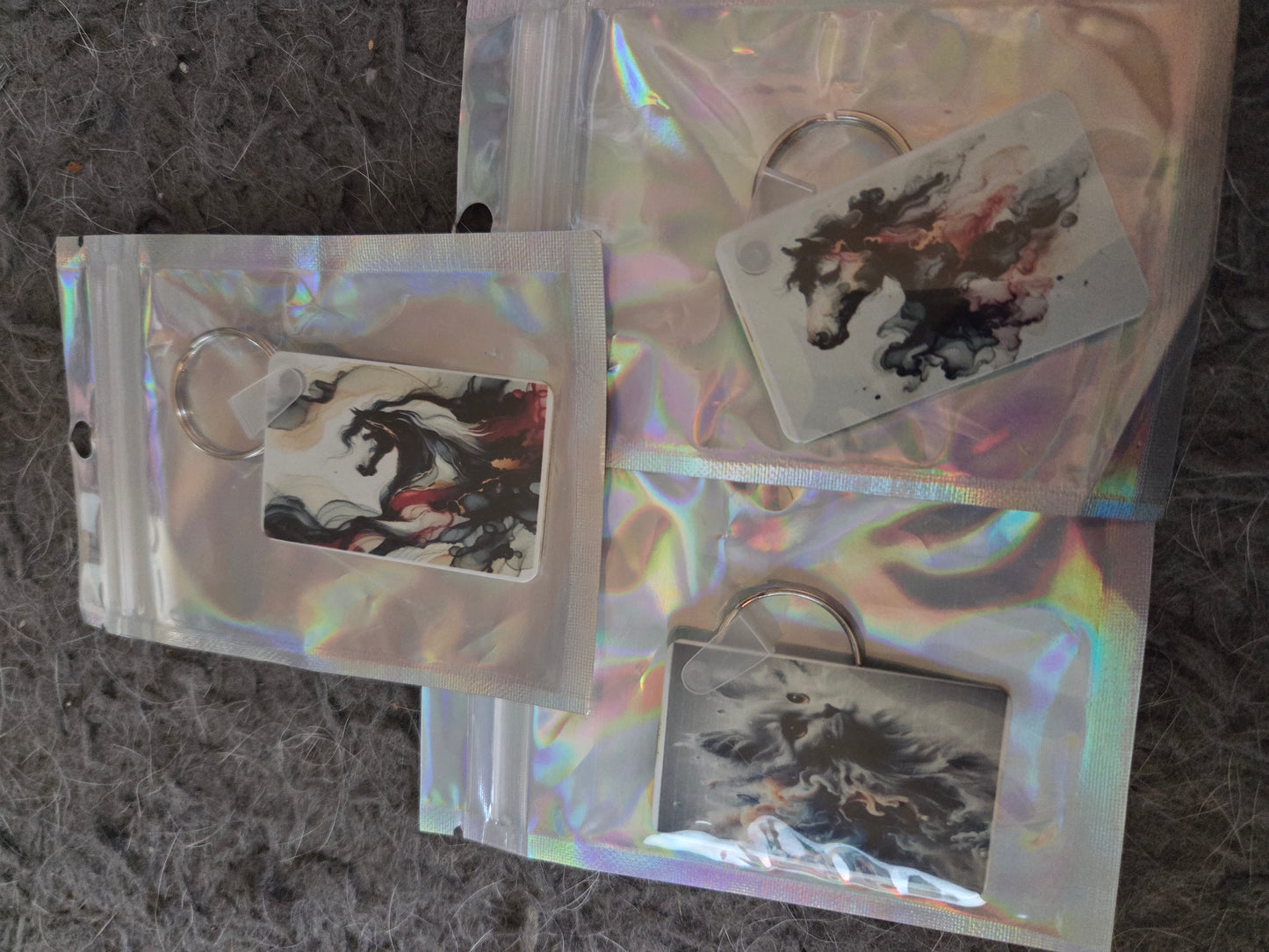 animal themed sublimation printed metal keychain