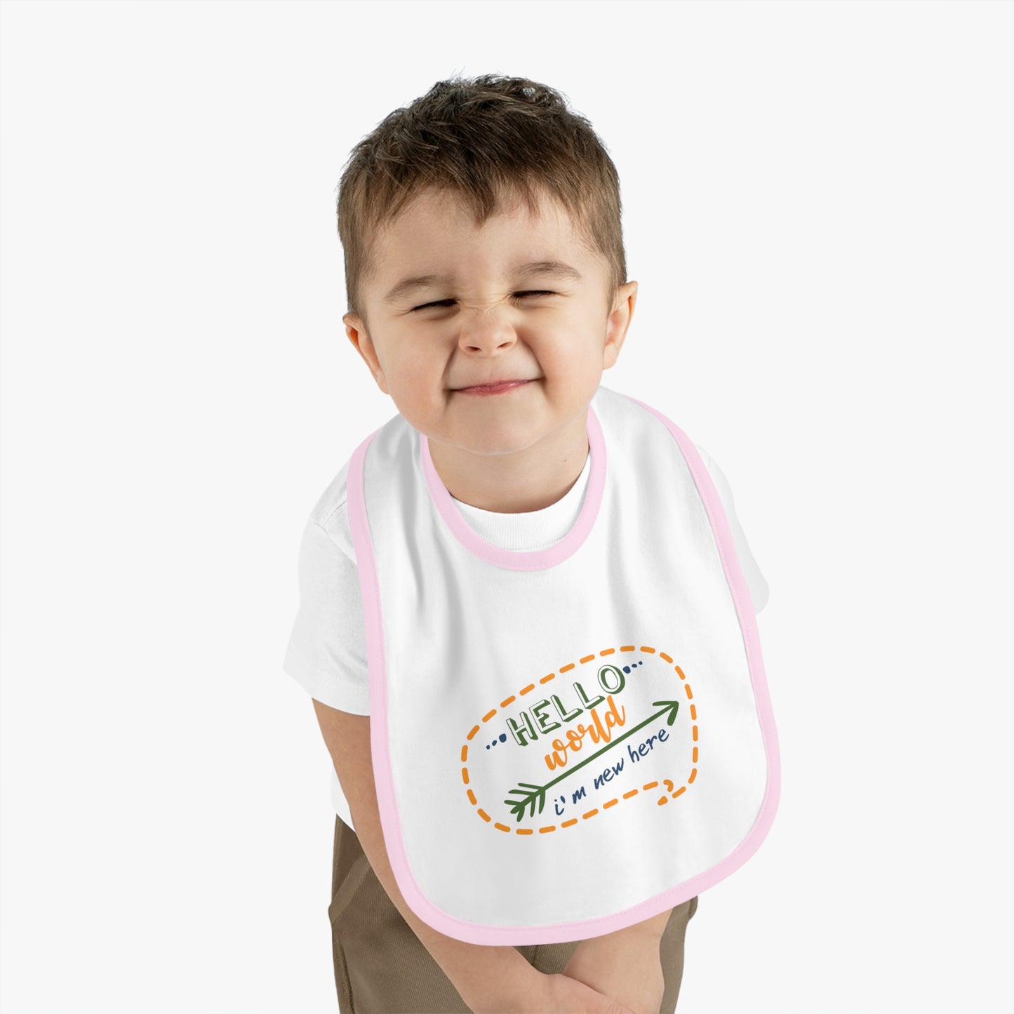 Hello World Baby Bib, Cute Baby Bib, Infants Bib, Newborn Gift, Baby Shower Present, Nursery Accessory
