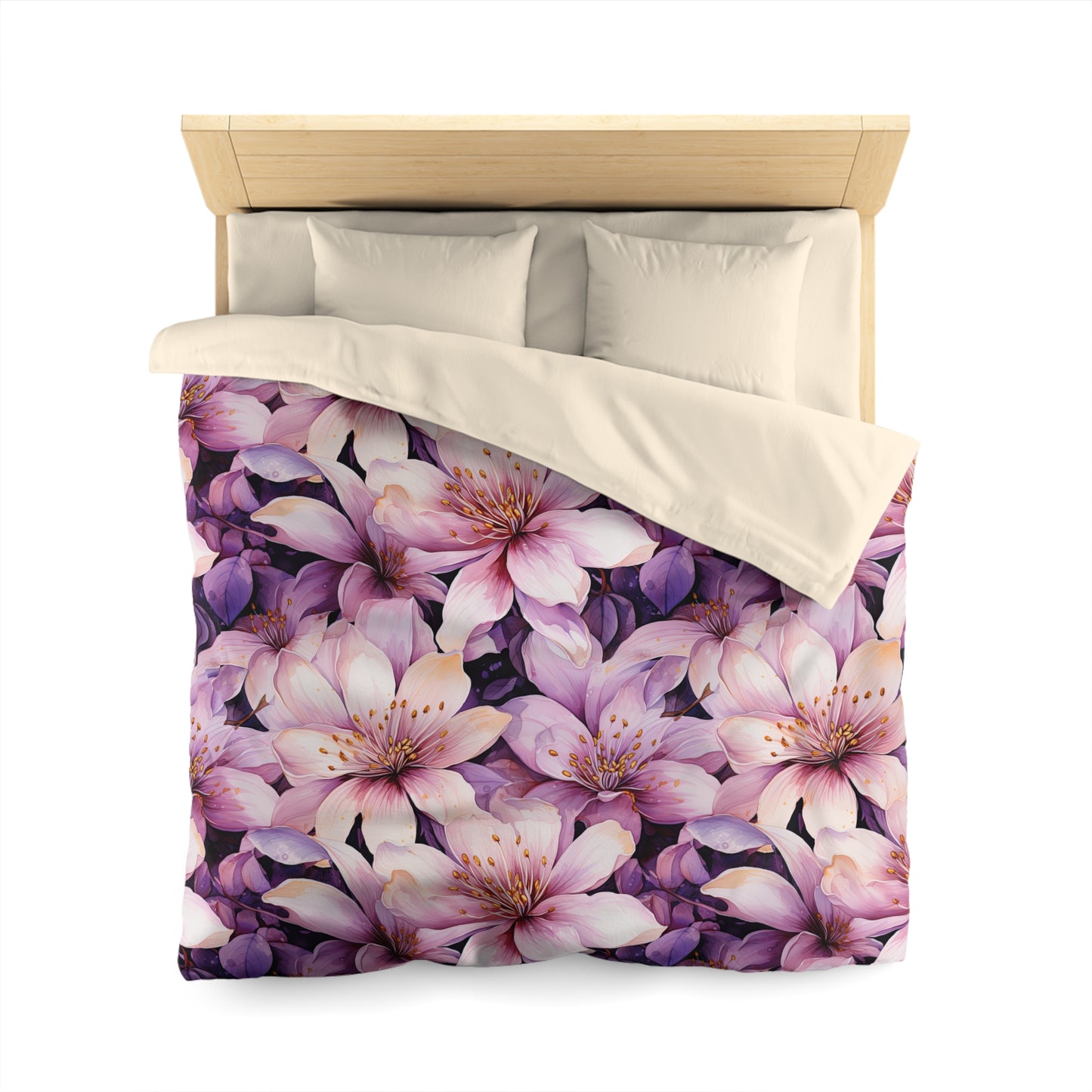 Floral Microfiber Duvet Cover - Cozy Bedding, Boho Decor, Gift for Her, Bedroom Makeover, Spring Home Accents