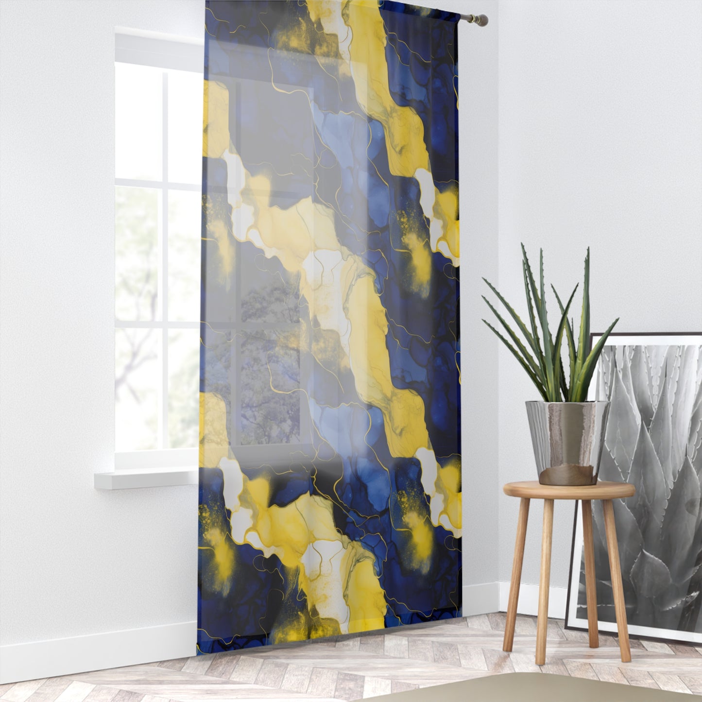 Abstract Colorful Window Curtain, Modern Home Decor, Room Divider, Lightweight Sheer Fabric, Stylish Privacy Screen