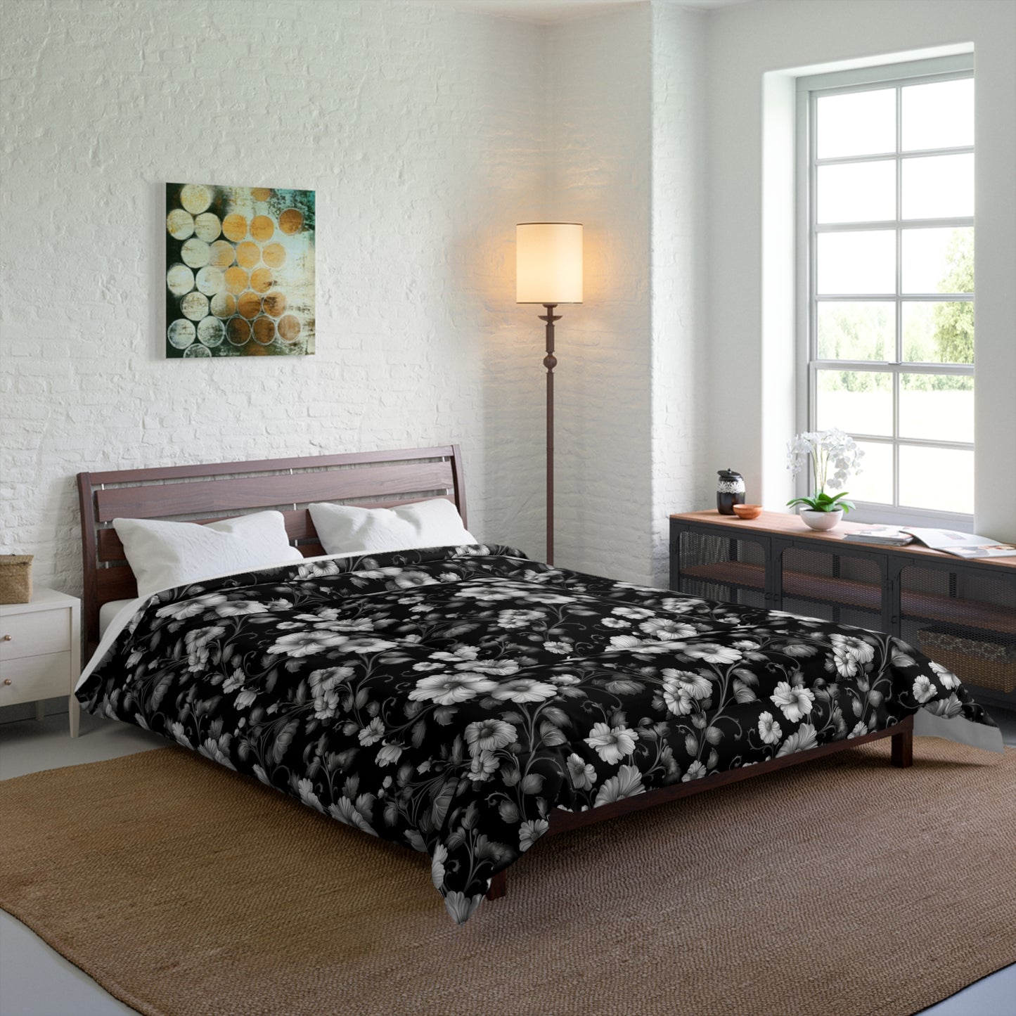 Cozy Floral Comforter - Modern Home Decor, Bedroom Comfort, Gift for Him/Her, Spring/Summer Bedding, Soft & Stylish