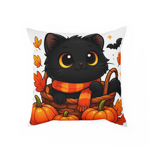 Cute Halloween Cat Cushion, Fall Decor, Cozy Home Accent, Cat Lover Gift, Autumn Pillow, Seasonal Cushion