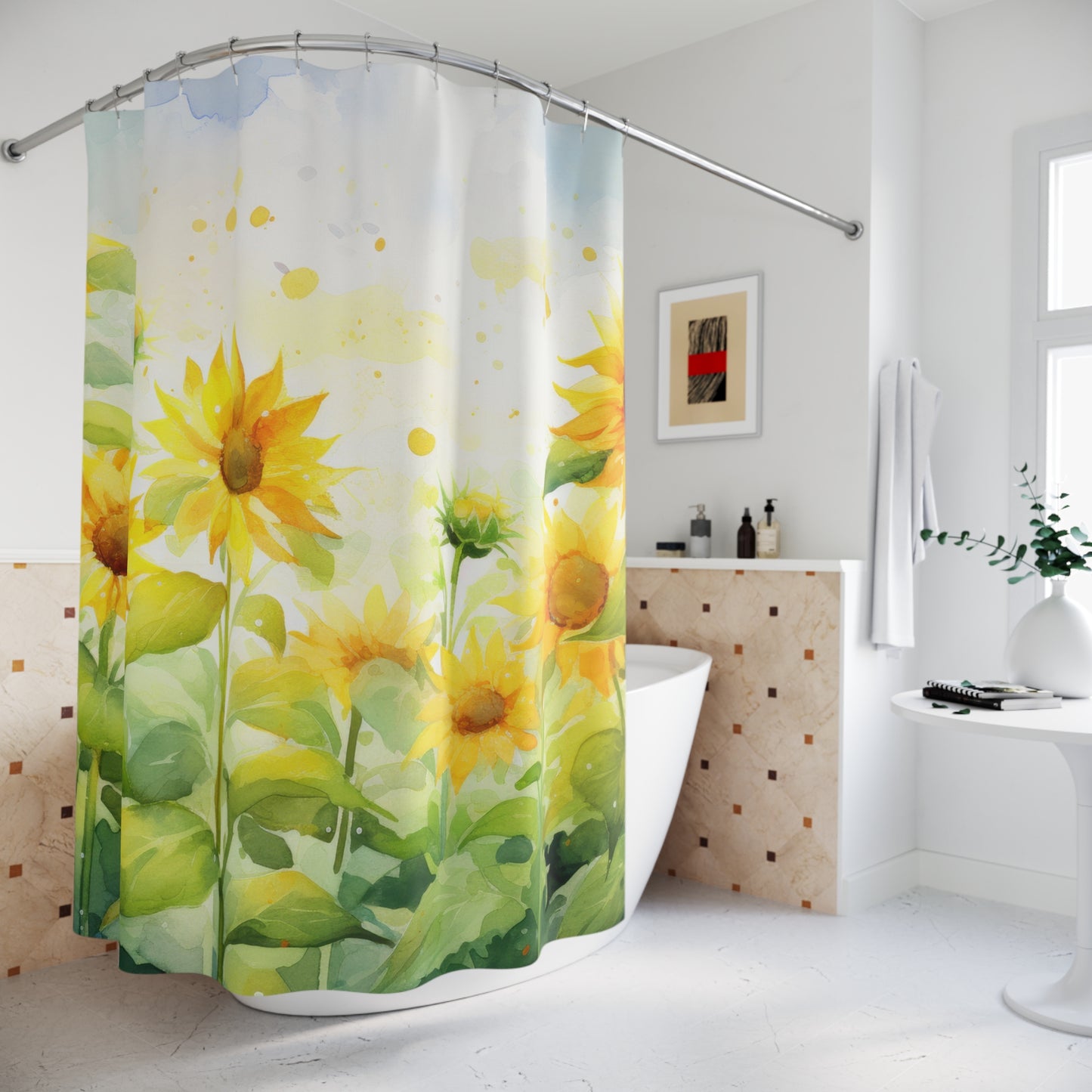 Cheerful Sunflower Shower Curtains, Floral Bathroom Decor, Boho Home Accents, Spring/Summer Vibes, Gift for Nature Lovers