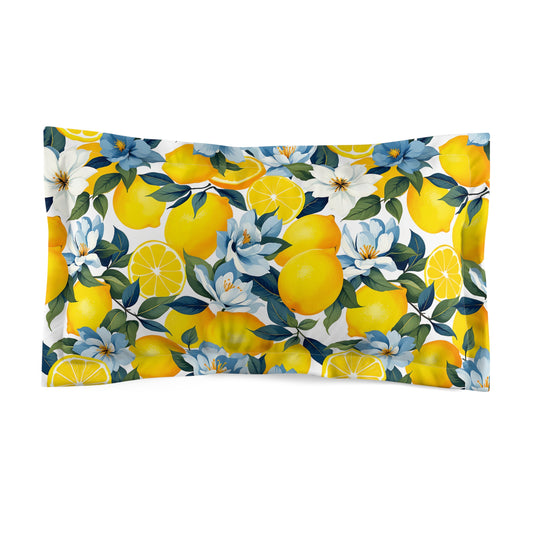Citrus Splash Microfiber Pillow Sham – Bright Floral Decor, Cozy Bedding Accessory, Lemon Print, Summer Vibe, Gift Idea