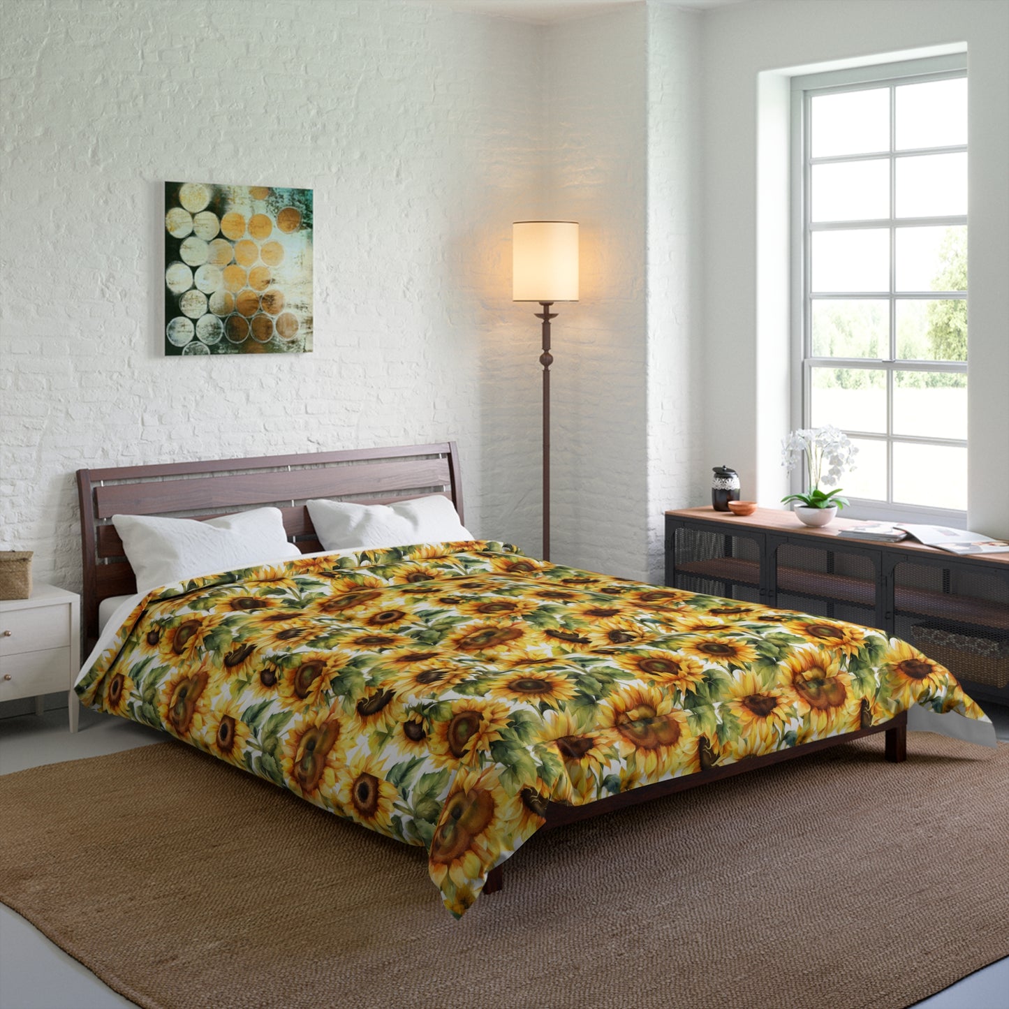 Sunflower Comforter: Brighten Your Bedroom, Cozy Bedding, Floral Home Decor, Gift for Garden Lovers, Spring & Summer Bedding
