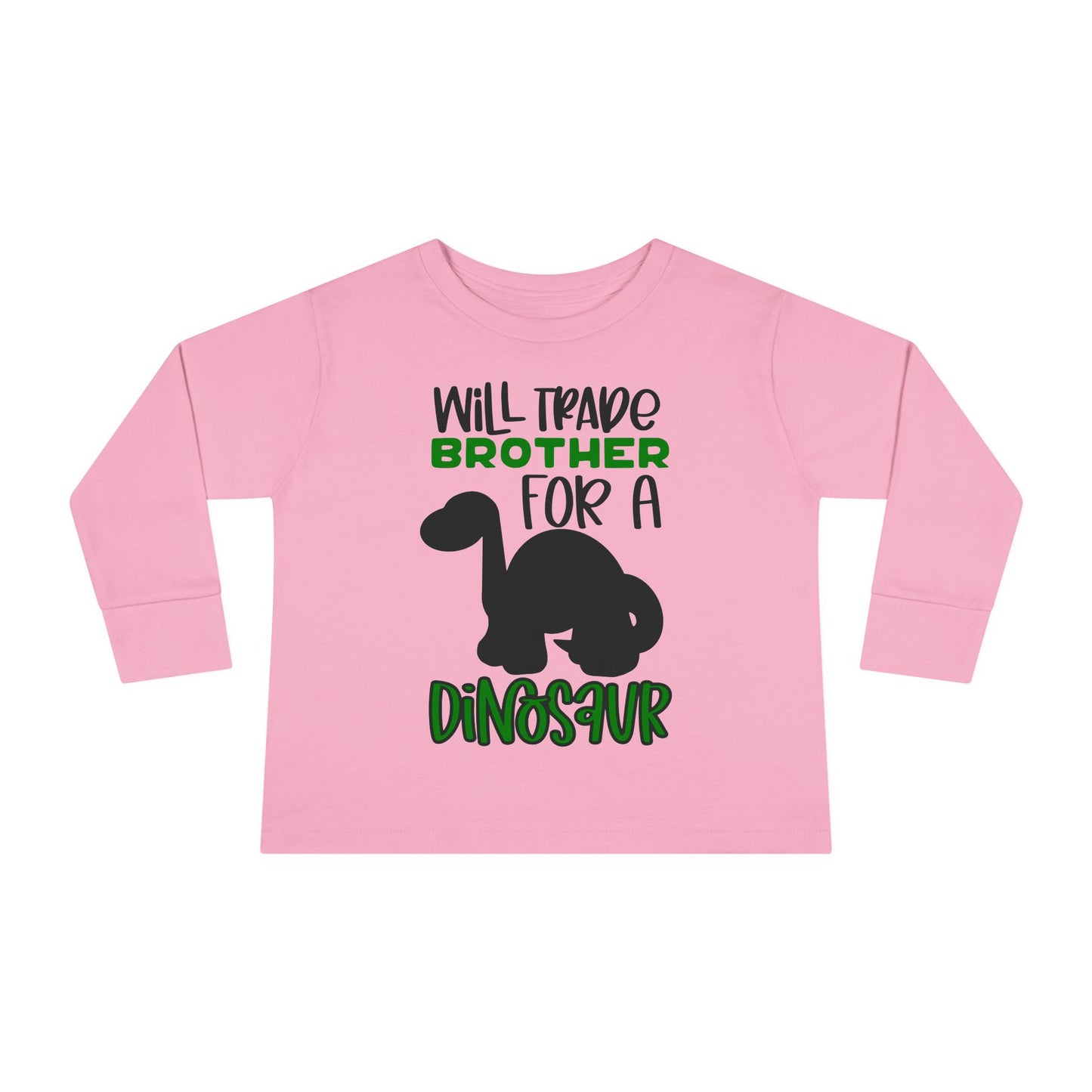 Dinosaur-Themed Toddler Long Sleeve Tee - 'Will Trade Brother for a Dinosaur', Cute Kids' Apparel, Birthday Gift, Toddler Fashion, [...]