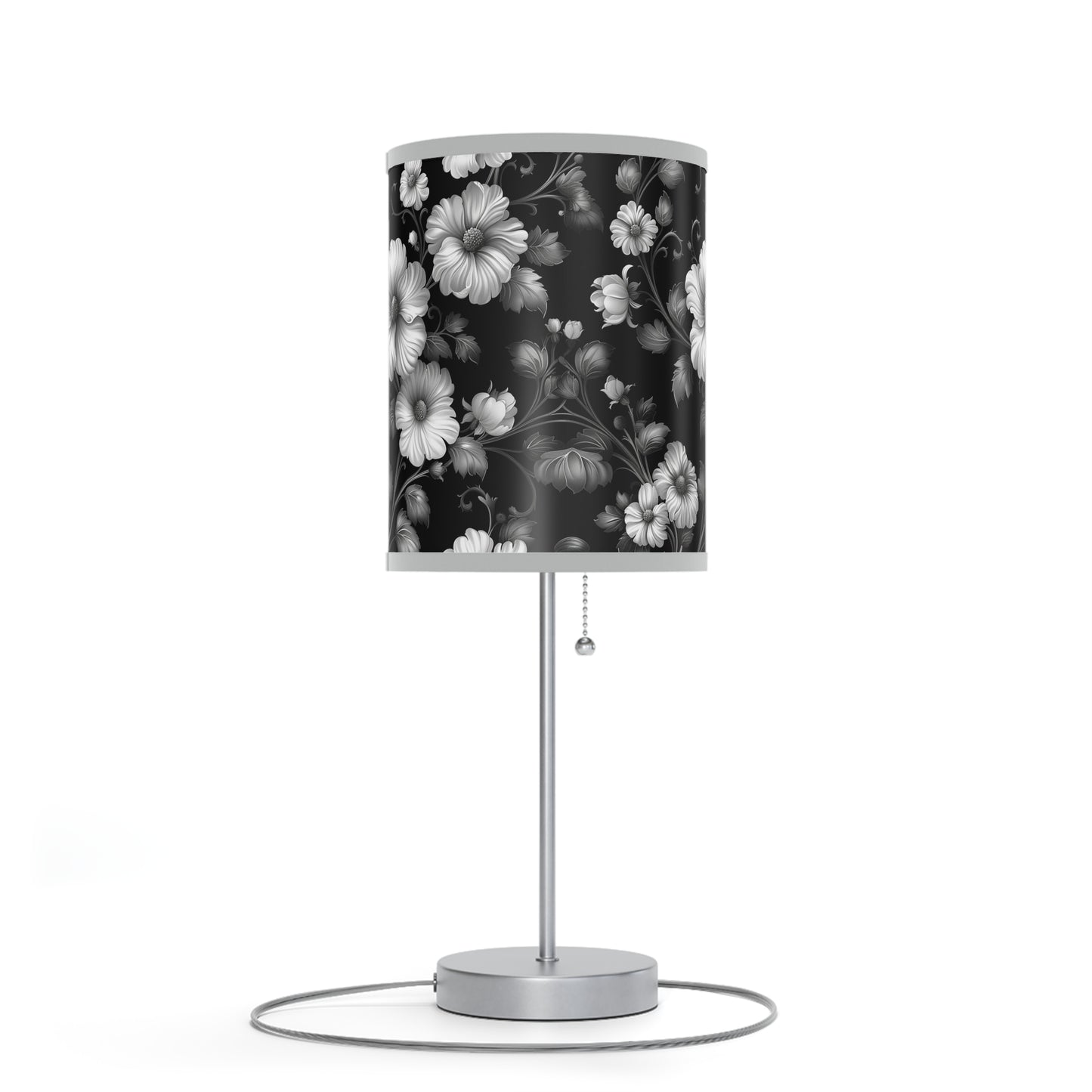 Elegant Floral Table Lamp, Modern Home Decor, Bedroom Lighting, Living Room Accent, Gift for Her, Black and White Style