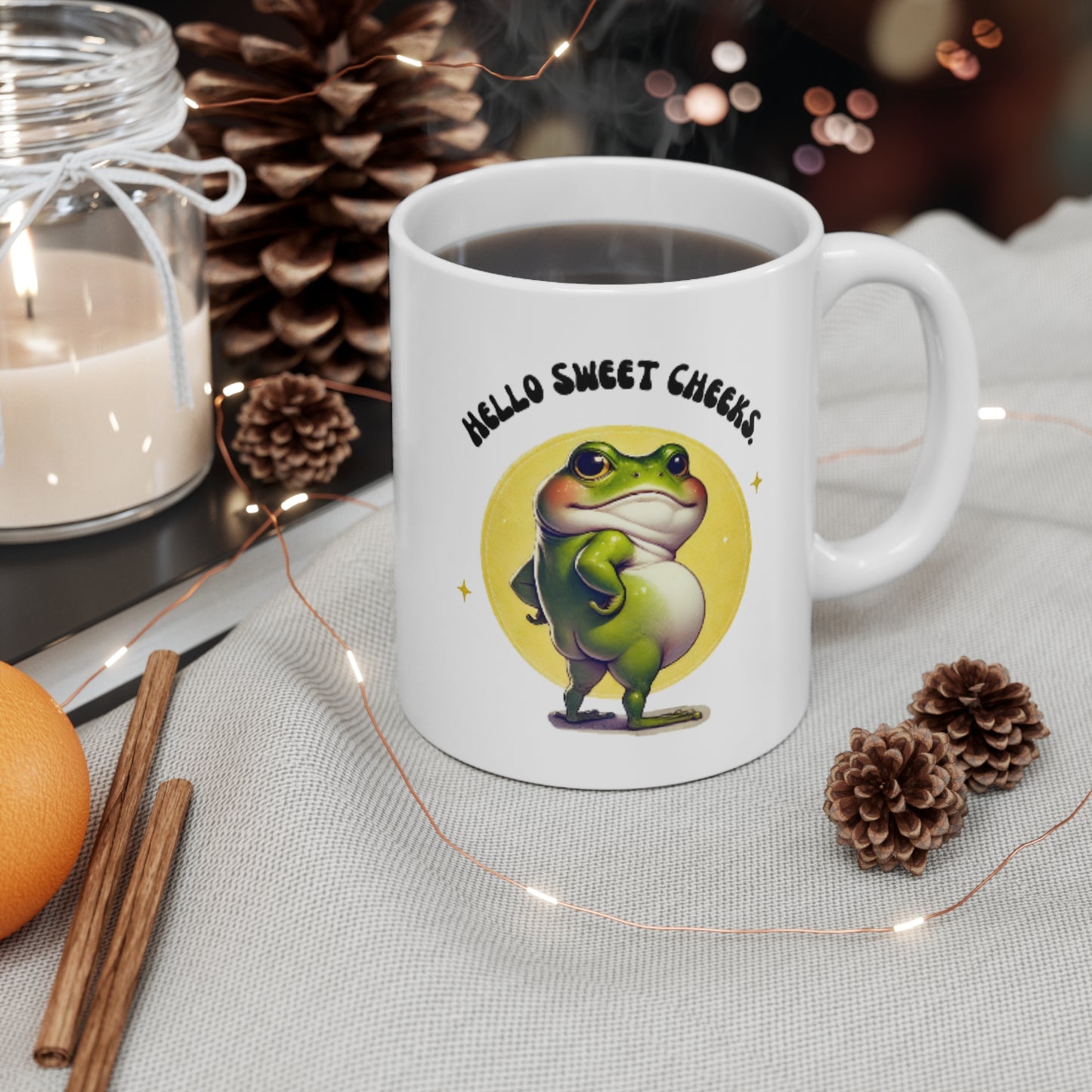 Whimsical Frog Mug, Cute Coffee Cup, Funny Gift for Friends, Kawaii Ceramic Mug, Unique Kitchenware, Quirky Drinkware