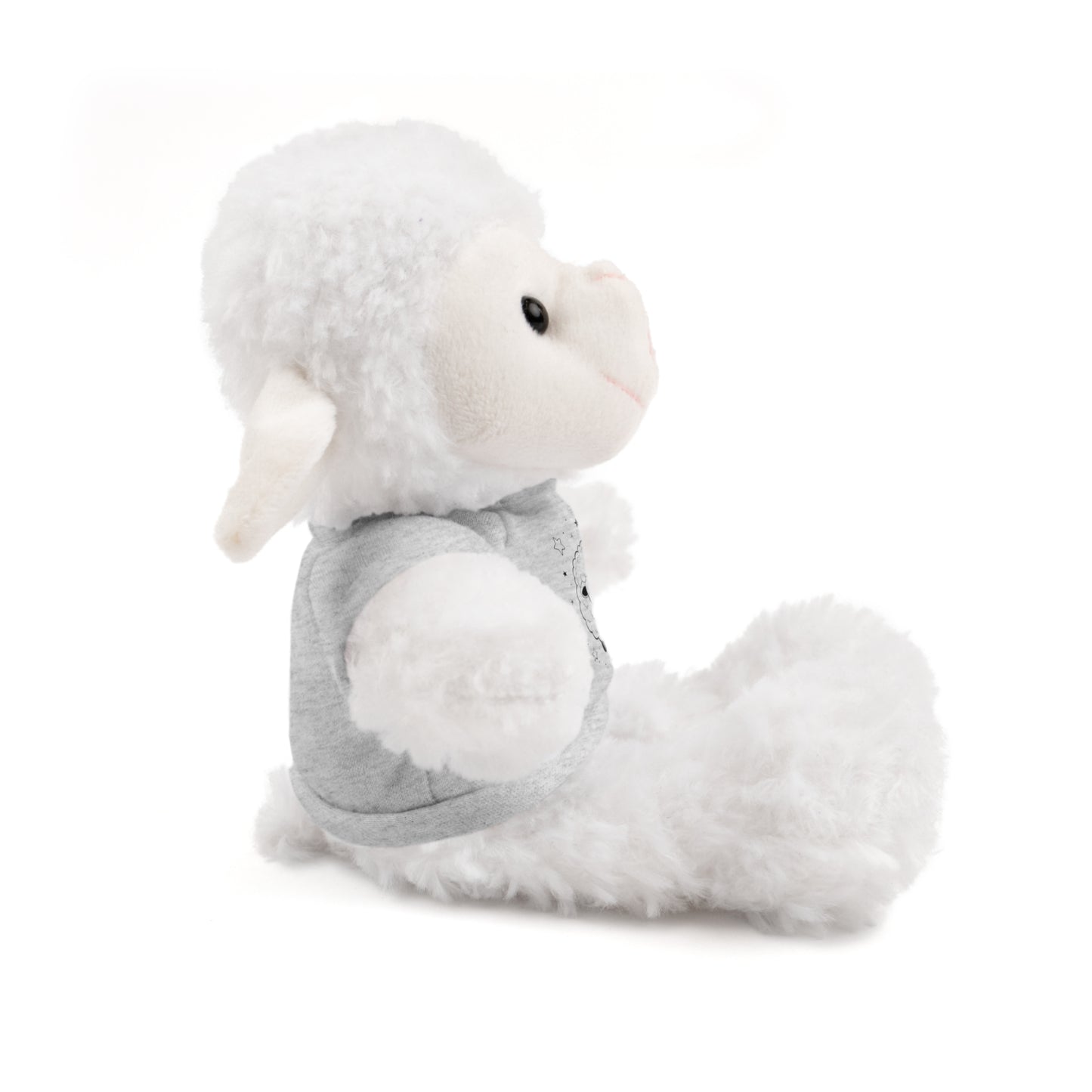Cute Plush Sheep Toy with Custom Tee, Gift for Kids, Baby Shower Gift, Nursery Decor, Stuffed Lamb