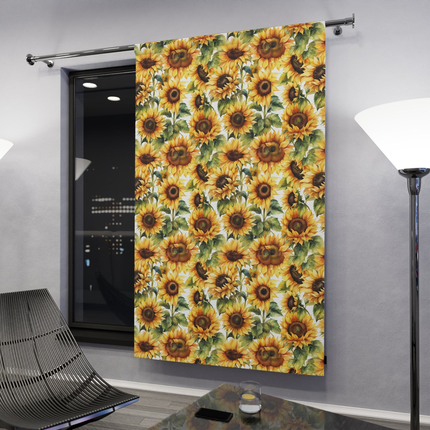 Sunflower Window Curtain - Bright Floral Drapes, Home Decor, Boho Curtains, Sunflower Art, Summer Vibes, Gift for Nature Lovers