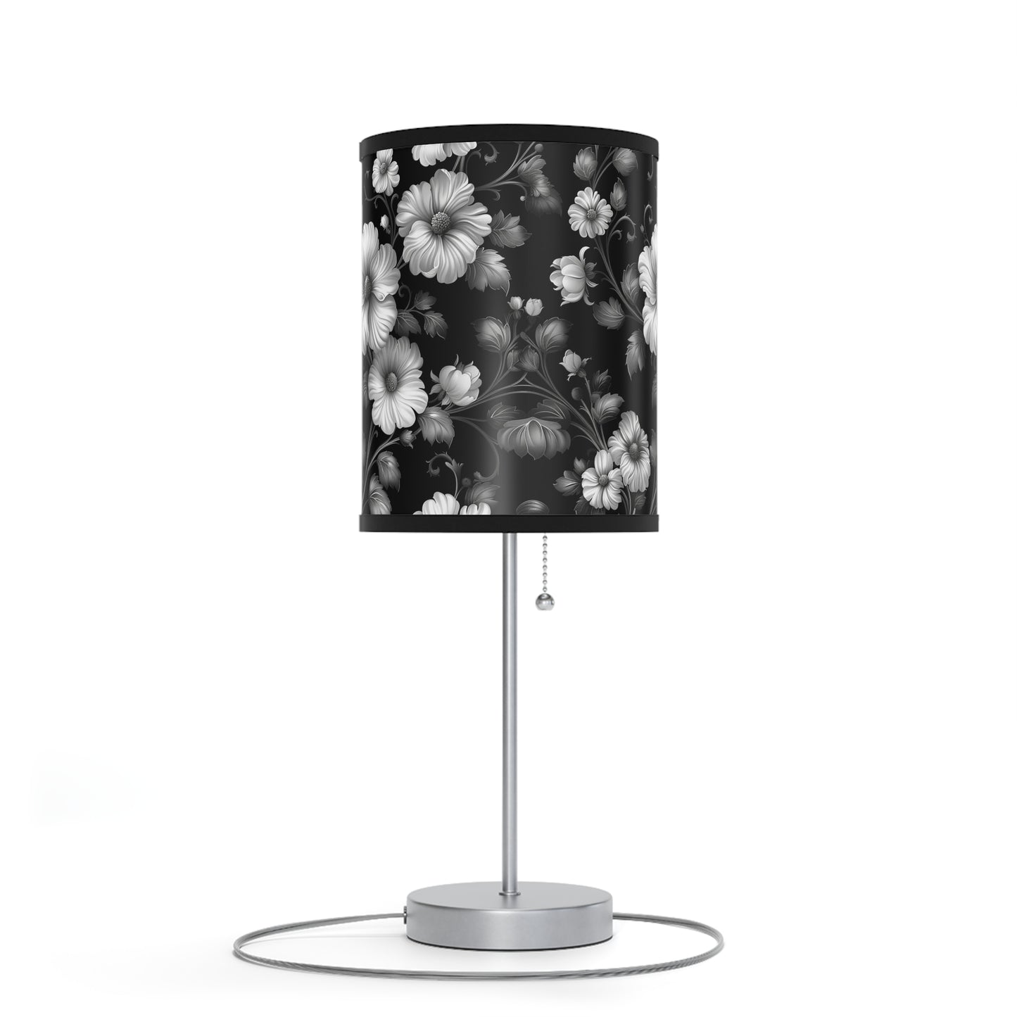 Elegant Floral Table Lamp, Modern Home Decor, Bedroom Lighting, Living Room Accent, Gift for Her, Black and White Style