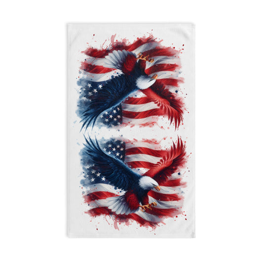 Patriotic Eagle Hand Towel, USA Kitchen Decor, American Flag Gift, Holiday Towel, Eagle Wall Art