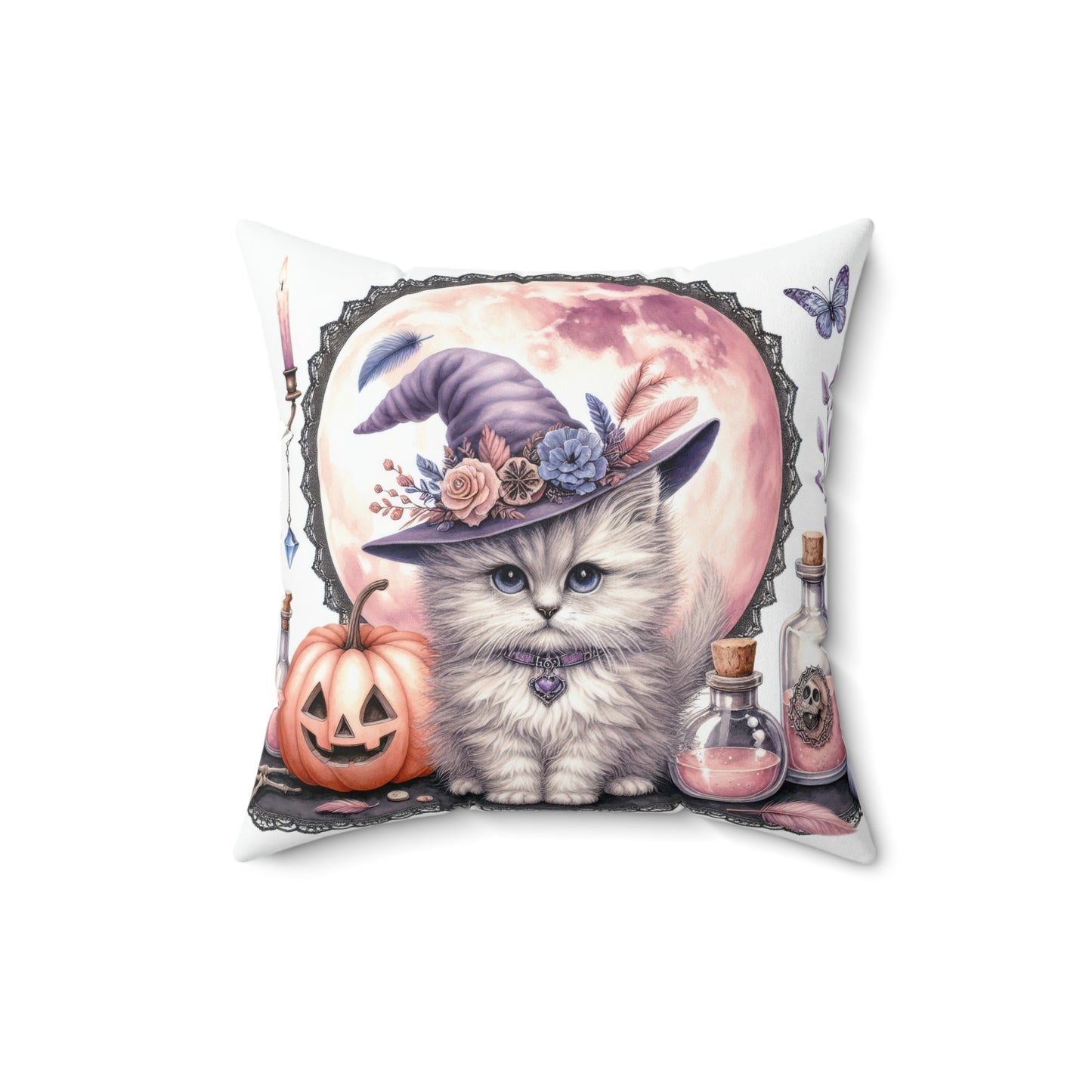 Cozy Halloween Cat Pillow, Spooky Decor, Witchy Vibe, Autumn Home Accent, Gift for Cat Lovers, Fall Celebration Cushion