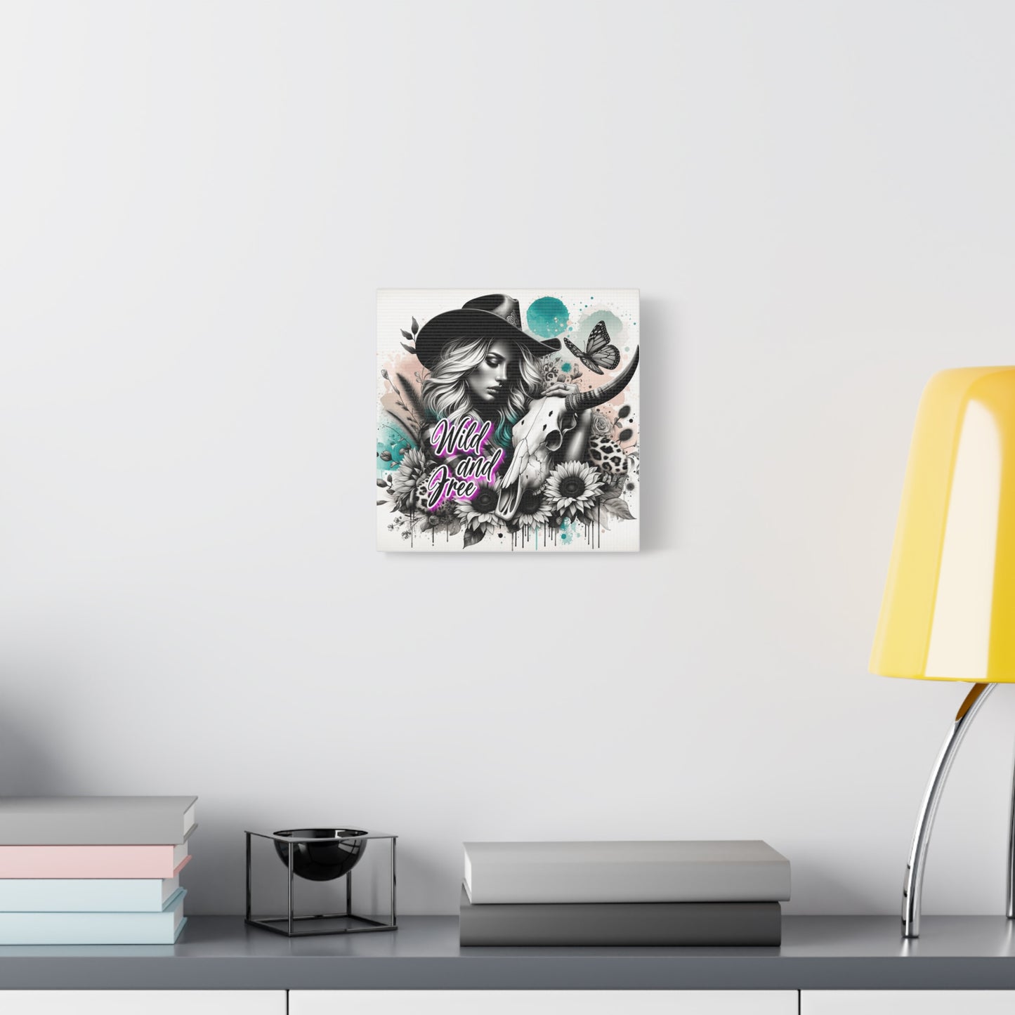 Wild and Free Canvas Art | Boho Wall Decor, Country Chic Home, Gift for Her, Cowgirl Decor, Butterfly Art