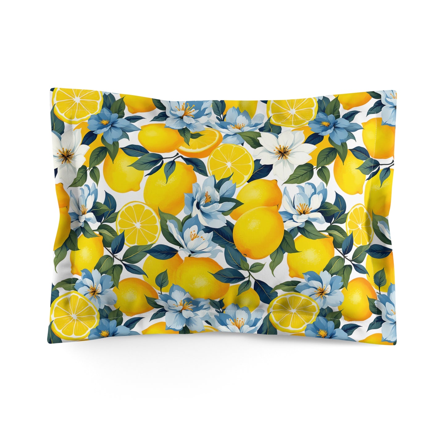 Citrus Splash Microfiber Pillow Sham – Bright Floral Decor, Cozy Bedding Accessory, Lemon Print, Summer Vibe, Gift Idea