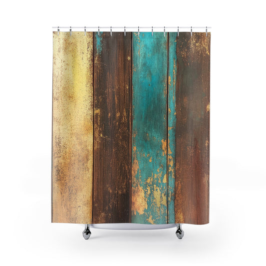Rustic Wood Shower Curtain - Farmhouse Decor, Coastal Bathroom, Vintage Style, Home Improvement, Eco-Friendly Bathroom Accessory