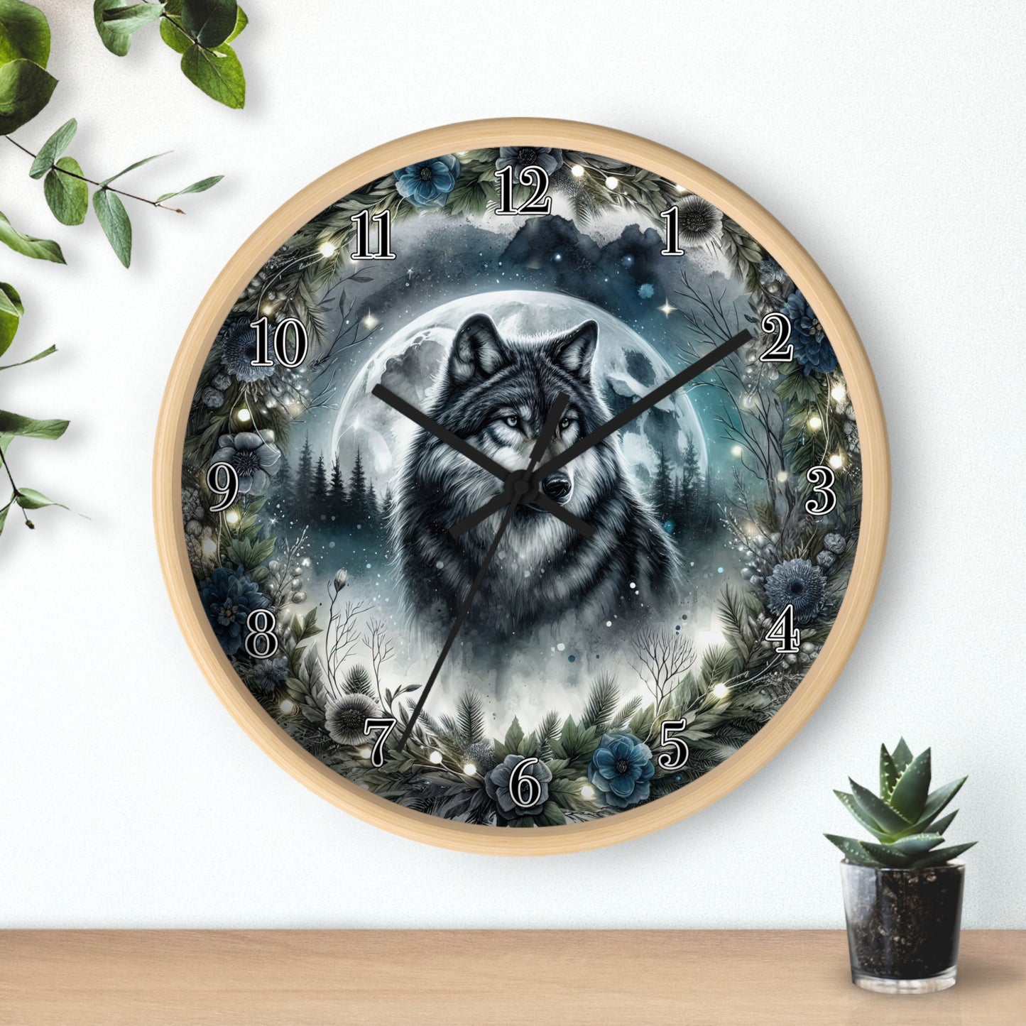 Mystical Wolf Wall Clock | Nature Decor, Home Decor, Gift for Animal Lovers, Forest Theme Clock, Unique Wall Art