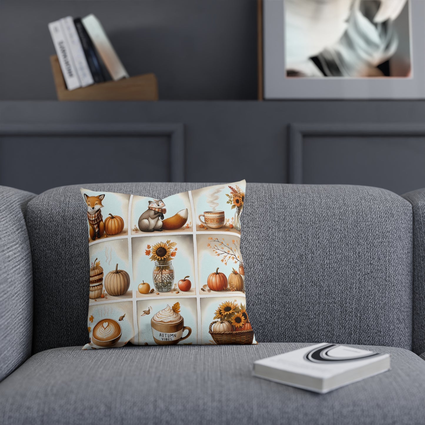 Cozy Autumn Cushion, Fall Decor Pillow, Pumpkin Spice Pillow, Harvest Home Accent, Gift for Coffee Lovers