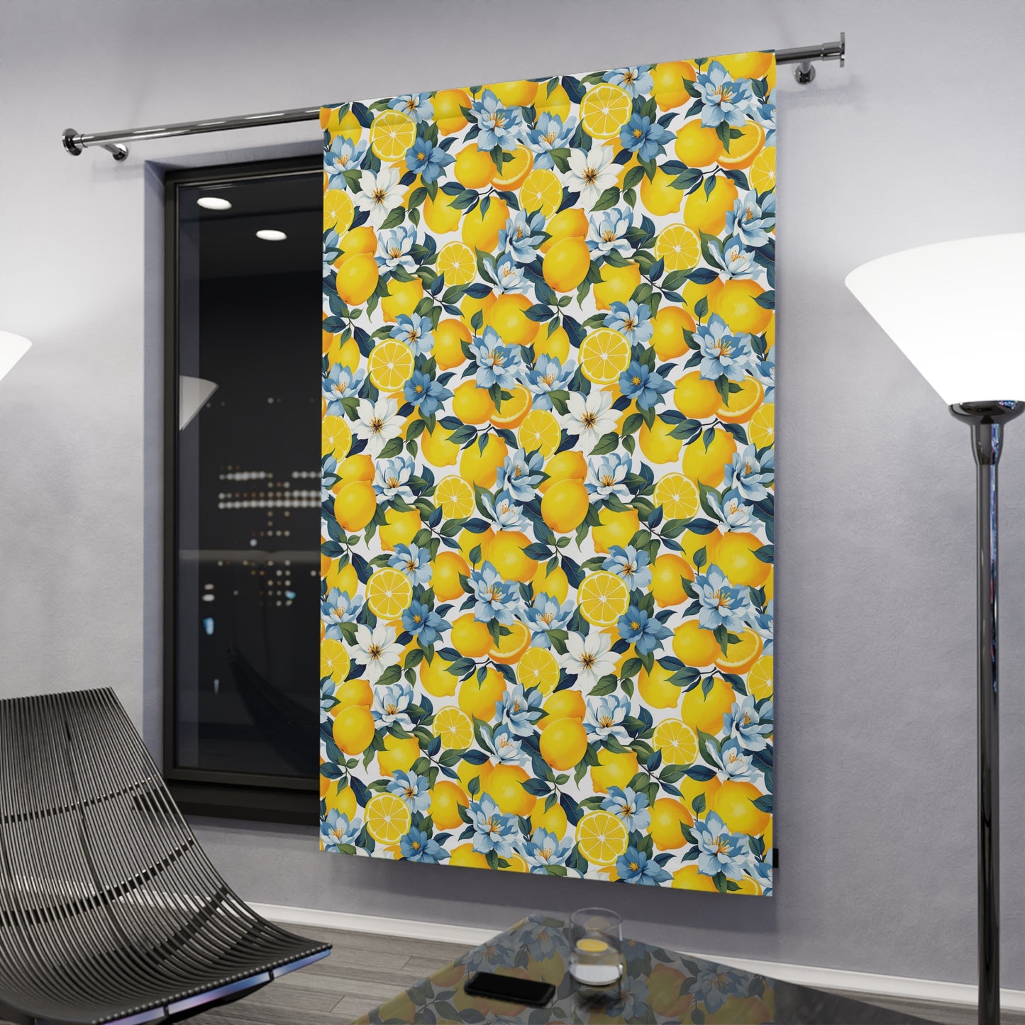 Lemon Blossom Window Curtains | Bright Floral Home Decor, Kitchen & Living Room Accessory, Summer Vibes, Gift Idea