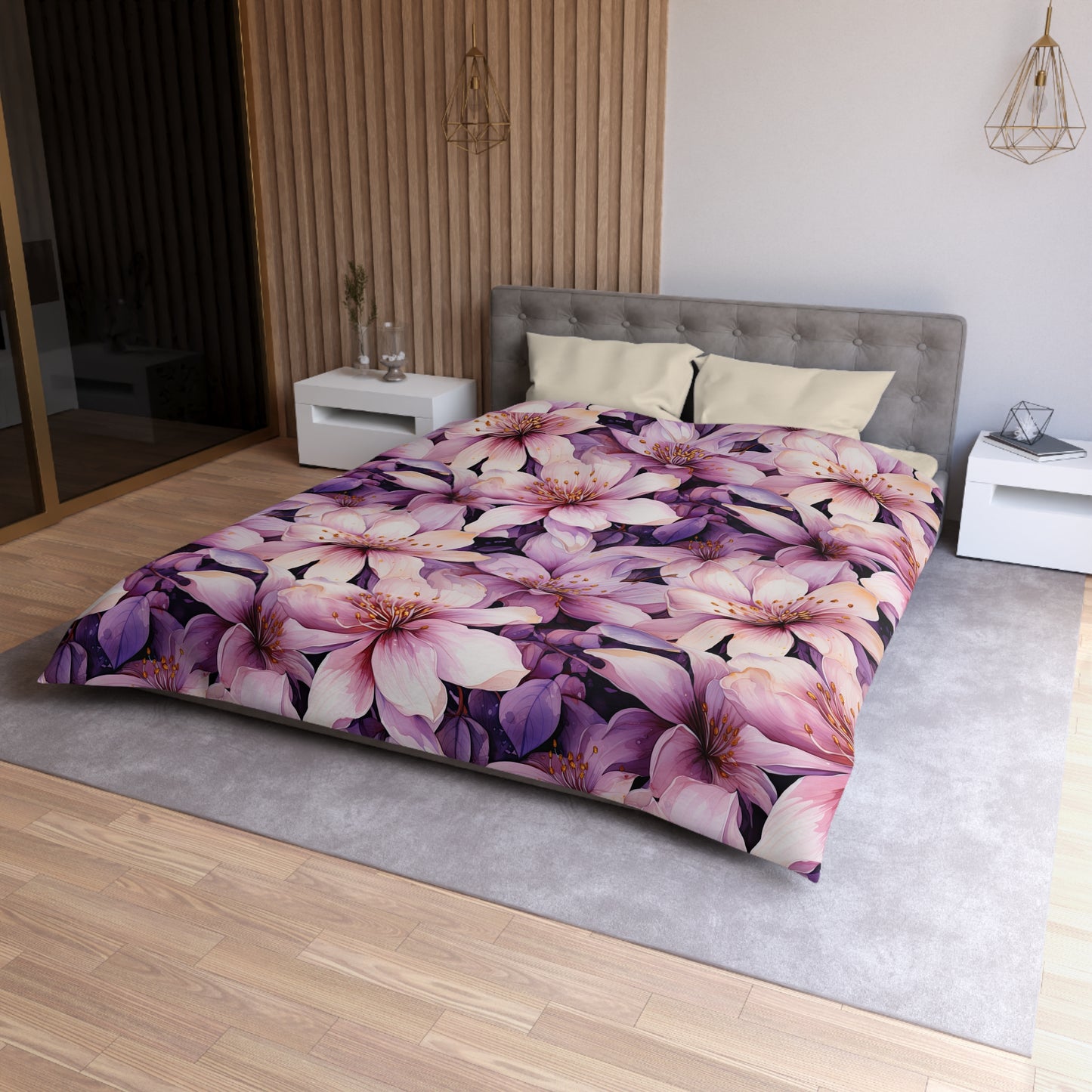 Floral Microfiber Duvet Cover - Cozy Bedding, Boho Decor, Gift for Her, Bedroom Makeover, Spring Home Accents