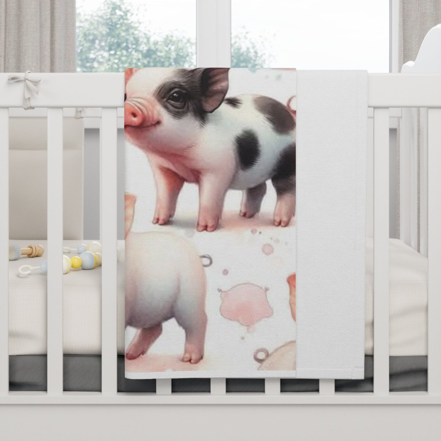 Cute Piggy Fleece Baby Blanket, Nursery Decor, Baby Shower Gift, Soft Throw for Infants, Cozy Baby Blanket