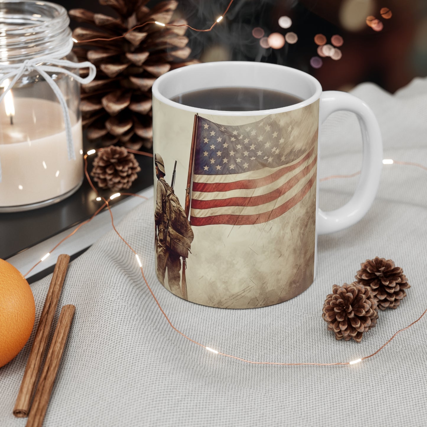Patriotic Coffee Mug, Military Tribute Drinkware, Veteran Appreciation Gift, Memorial Day Keepsake, Independence Day Decor