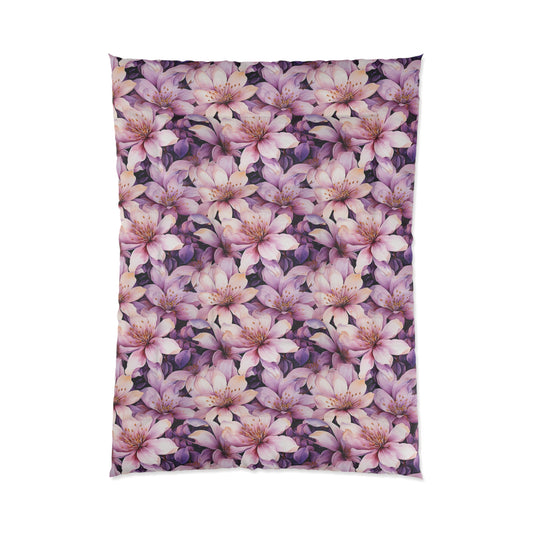 Floral Comforter - Cozy Blanket for Home Decor, Bedspread, Gift for Her, Spring Floral Bedding, Lightweight Quilt
