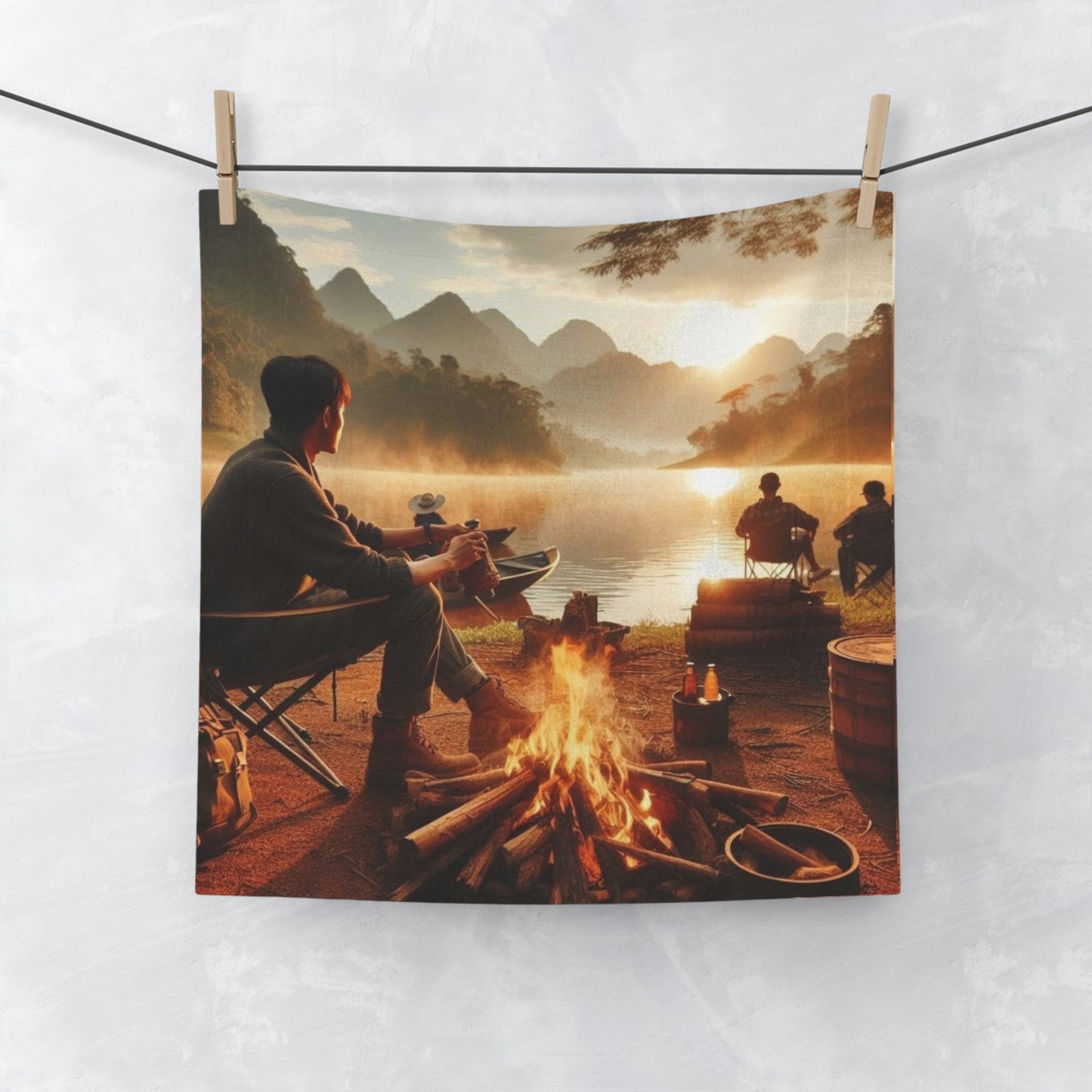 Nature-Inspired Face Towel for Outdoor Enthusiasts, Camping Towels, Eco-Friendly Washcloths, Gift for Adventurers, Wilderness Home Decor