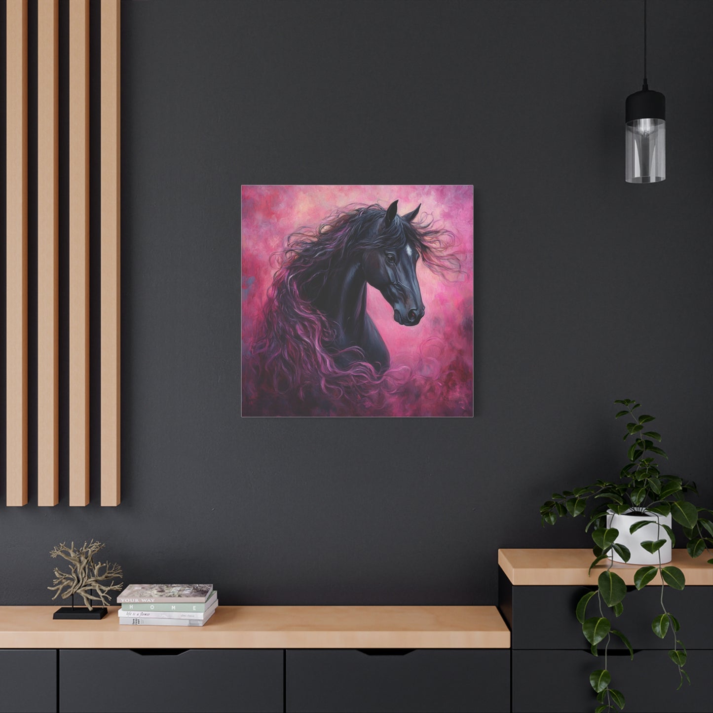 Black Horse Canvas Art, Wall Decor, Horse Lover Gift, Unique Home Decor, Animal Art, Equine Artwork
