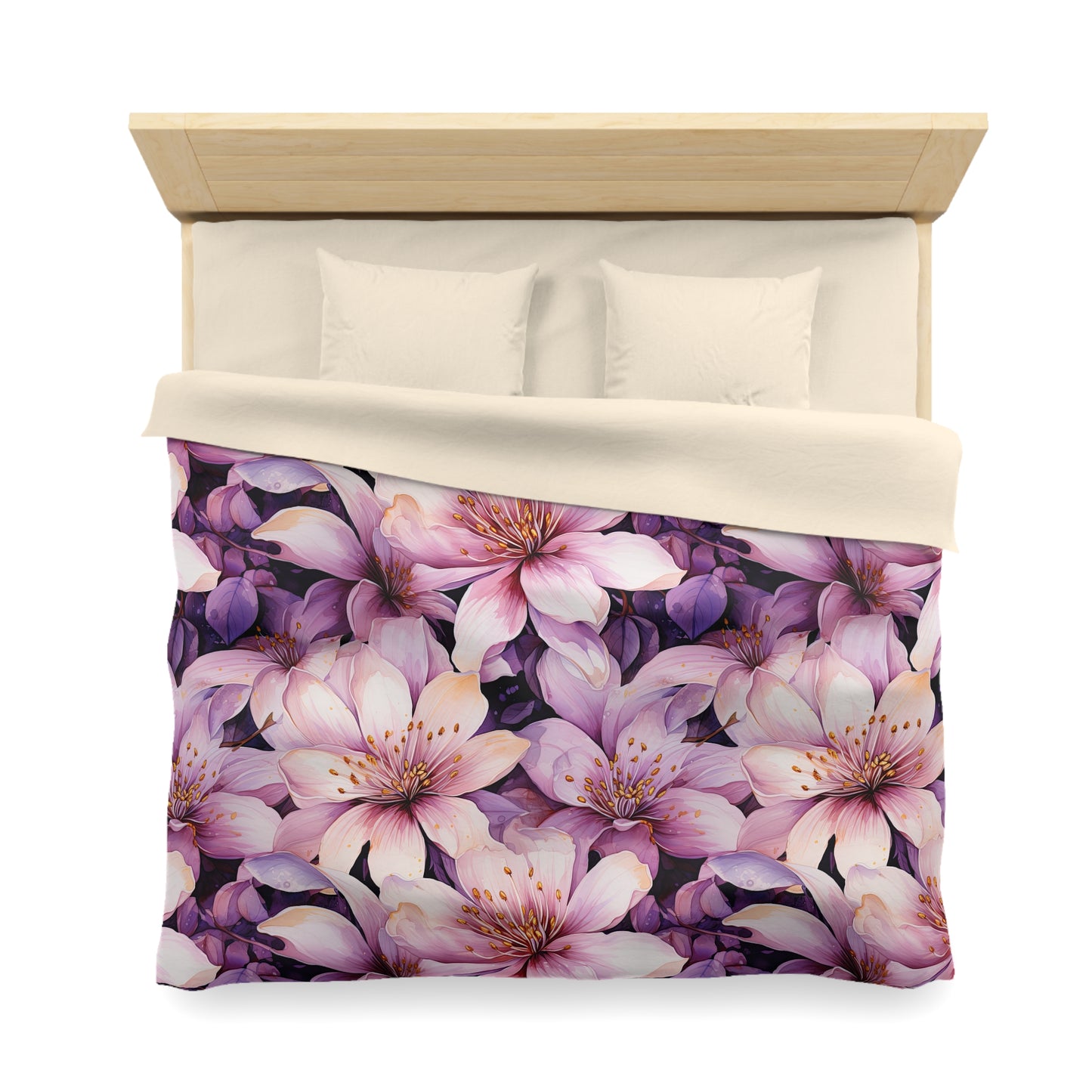 Floral Microfiber Duvet Cover - Cozy Bedding, Boho Decor, Gift for Her, Bedroom Makeover, Spring Home Accents