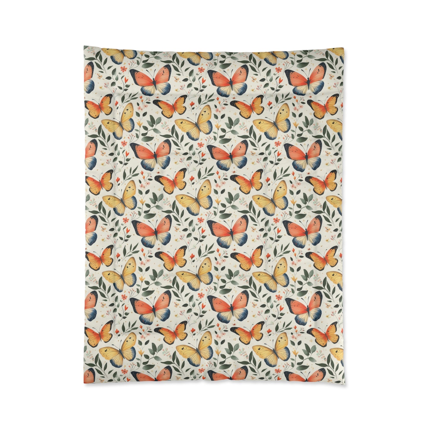 Butterfly Floral Comforter - Cozy Blanket for Home Décor, Bedroom Essentials, Gift for Nature Lovers, Spring Decor, Kids Room Bedding