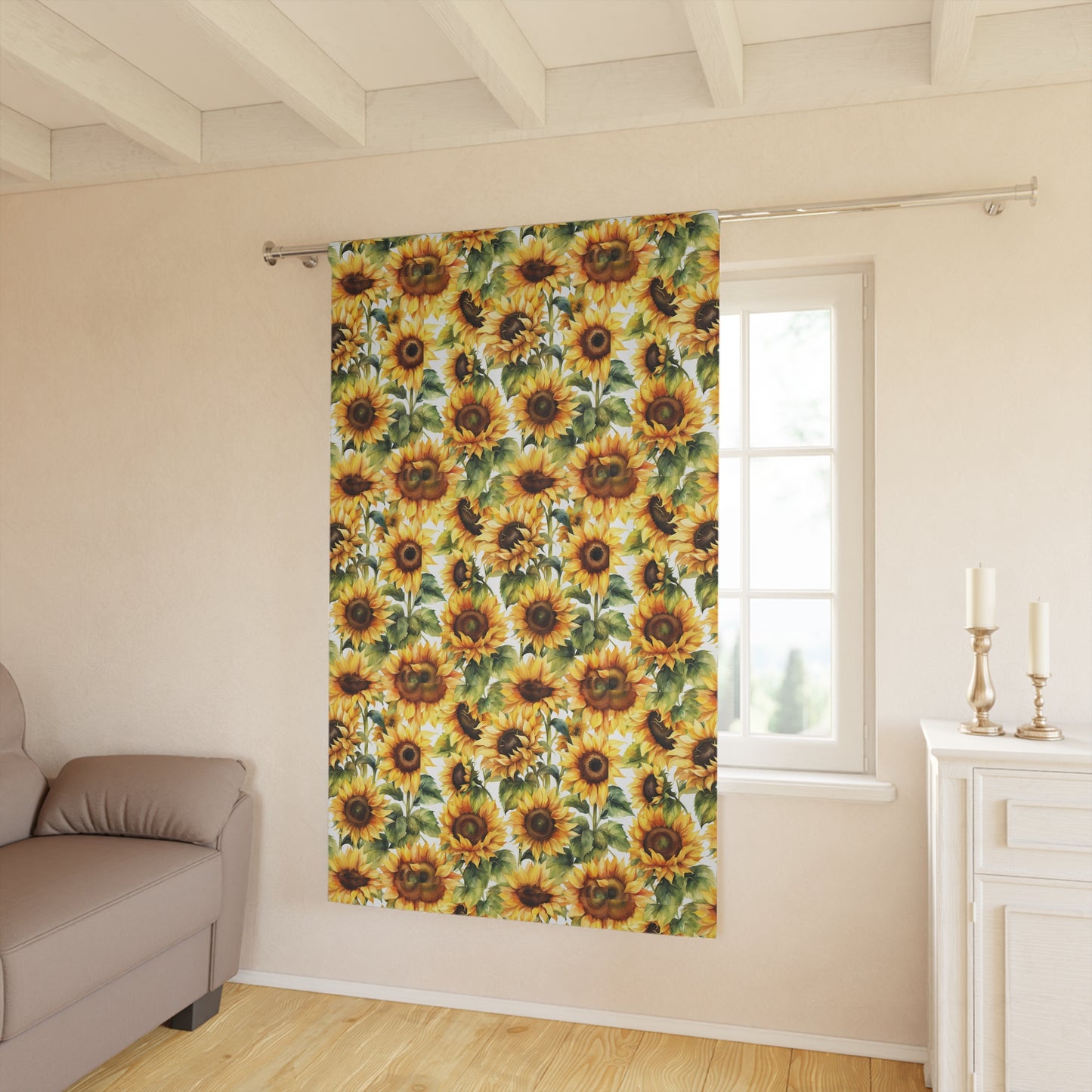 Sunflower Window Curtain - Bright Floral Drapes, Home Decor, Boho Curtains, Sunflower Art, Summer Vibes, Gift for Nature Lovers