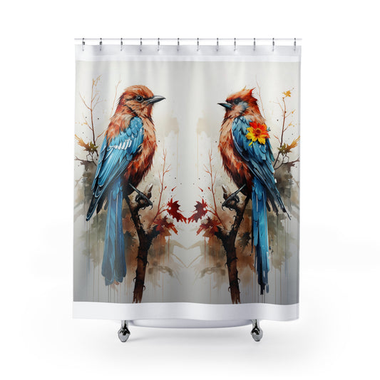 Colorful Bird Shower Curtain - Nature Bathroom Decor, Home Decor, Gift for Bird Lovers, Unique Bathroom Accessories, Vibrant Art