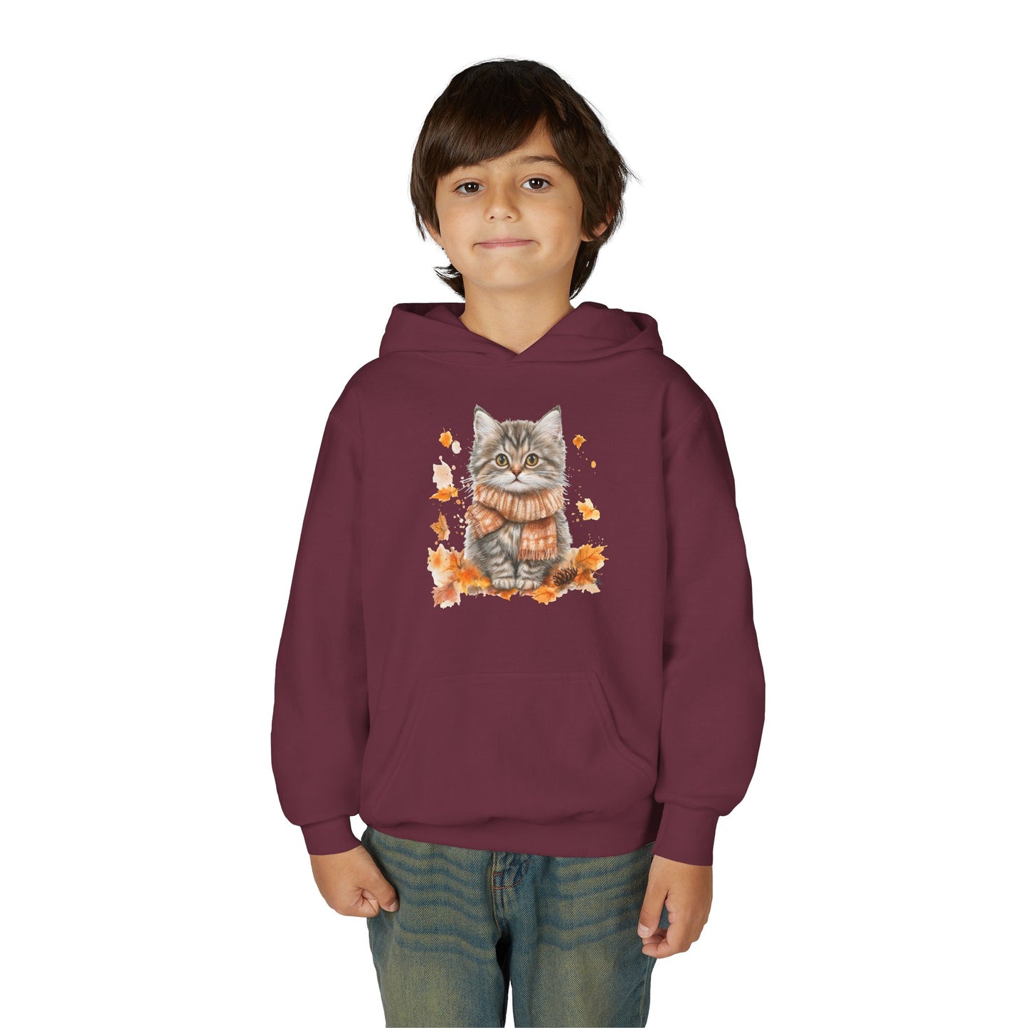 Cozy Cat Sweatshirt for Kids, Autumn Vibes Hoodie, Feline Lover Gift, Fall Fashion, Adorable Cat Sweater, Cute Animal Apparel