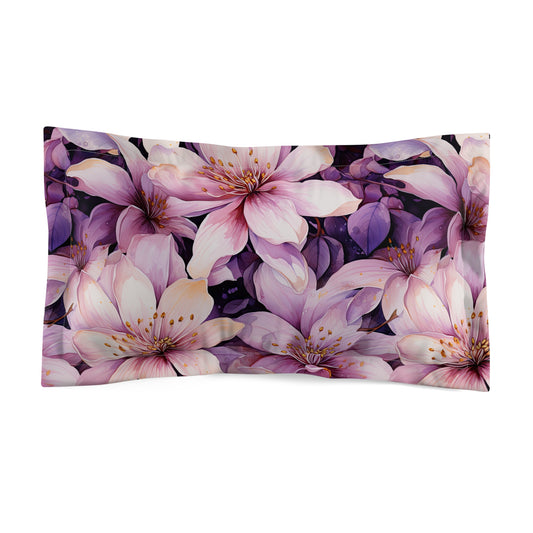 Floral Microfiber Pillow Sham, Flower Print Bedding, Soft Decorative Sham, Mothers Day Gift, Cozy Bedroom Decor, Spring Home Accents