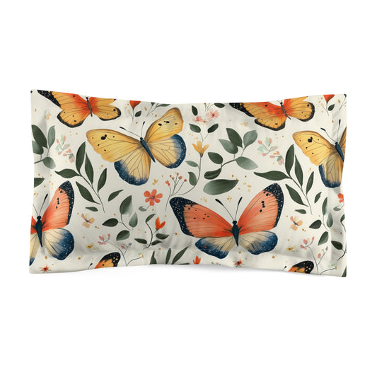 Butterfly Dream Microfiber Pillow Sham | Floral Decor, Bedroom Accessory, Gift for Her, Nature Lover Home Decor, Butterfly Theme