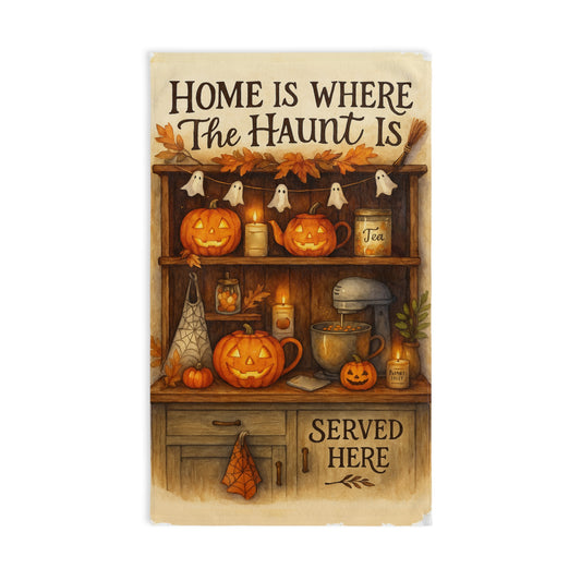 Halloween Hand Towel, Autumn Decor, Cozy Kitchen Accessory, Fall Home Textile, Ghostly Kitchen Towel