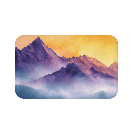 Mountain Sunset Bath Mat, Soft Plush Bathroom Rug, Nature Decor, Bathroom Accessory, Home Spa Gift, Vibrant & Cozy