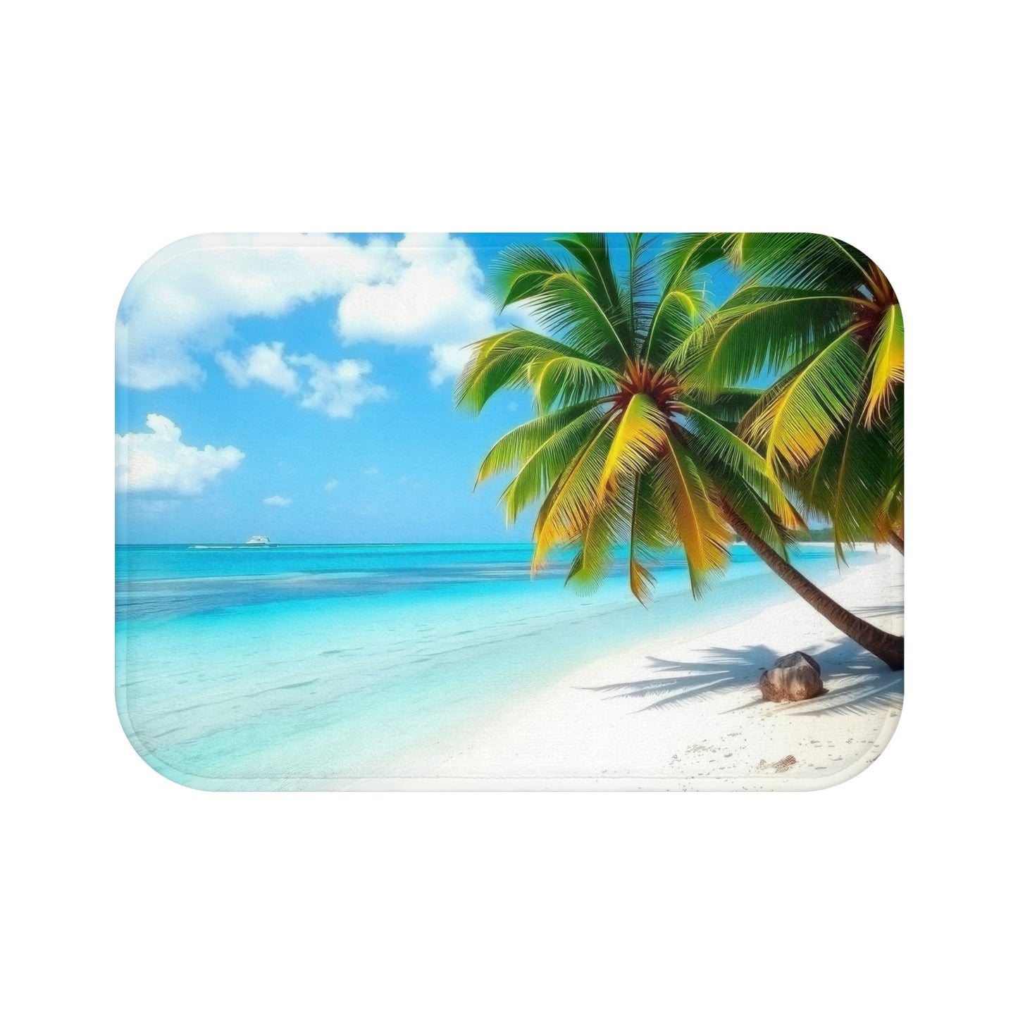 Tropical Beach Bath Mat, Relaxing Beach Decor, Nautical Bathroom Accessory, Summertime Vibes, Gift for Ocean Lovers