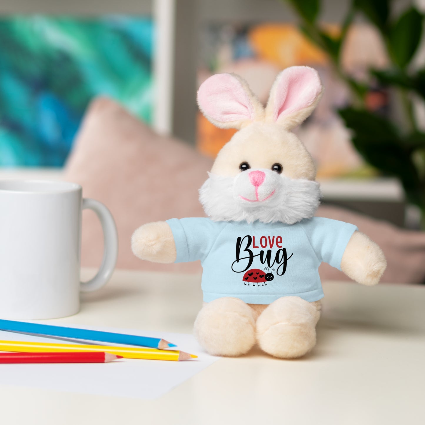 Love Bug Stuffed Animal with Tee, Cute Gift for Kids, Valentine's Day Plush Toy, Adorable Birthday Present, Snuggle Buddy