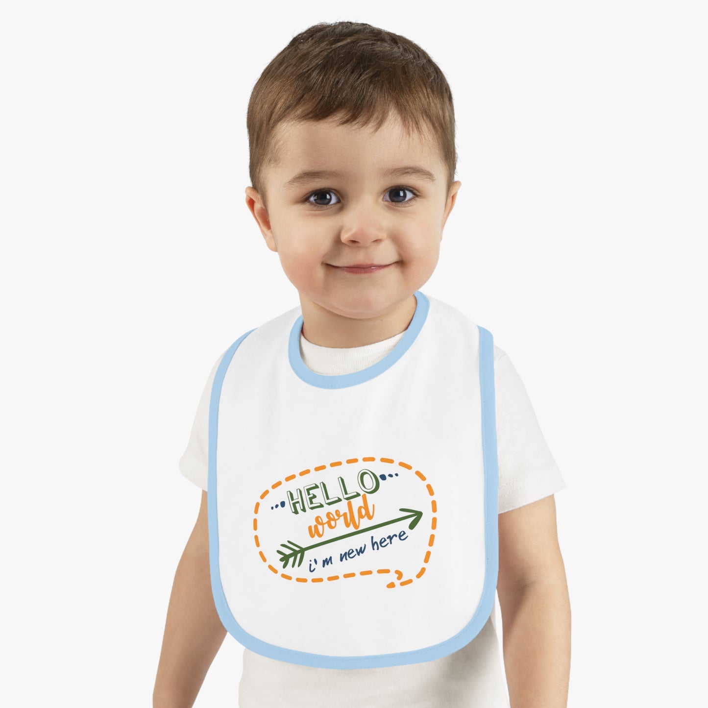 Hello World Baby Bib, Cute Baby Bib, Infants Bib, Newborn Gift, Baby Shower Present, Nursery Accessory