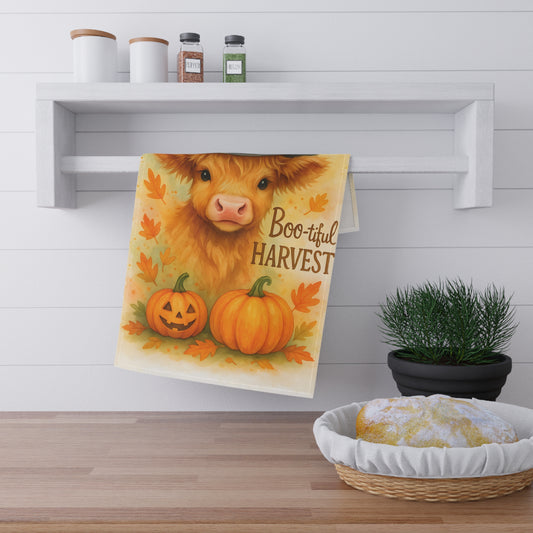 Autumn Harvest Tea Towels, Cozy Kitchen Decor, Farmhouse Style, Fall Gifts, Thanksgiving Decor, Cute Cow Teatowels