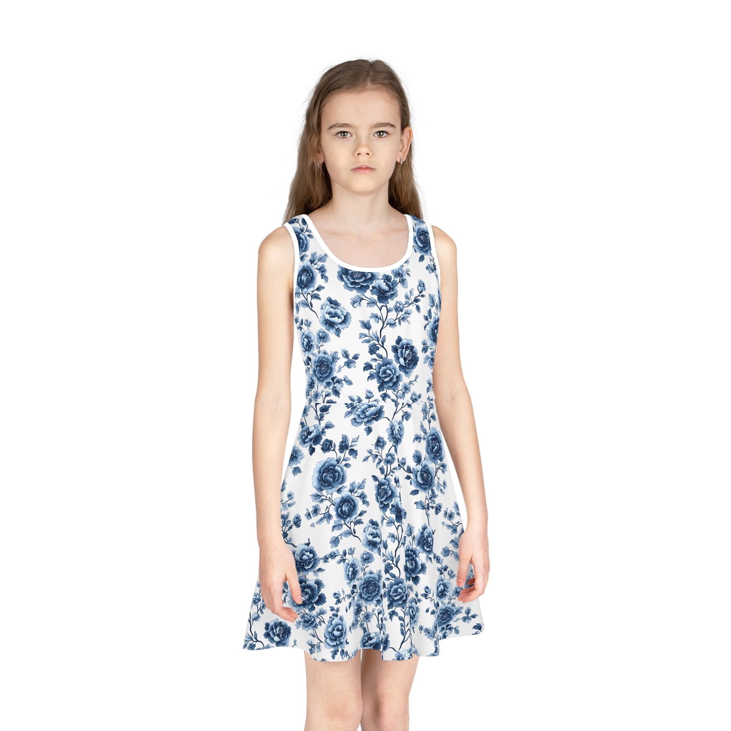 Blue Floral Print Girls' Sundress